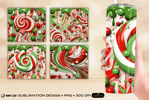 20oz Candy Tumbler Sublimation Wrap PNG: Graphics for Crafts & Content