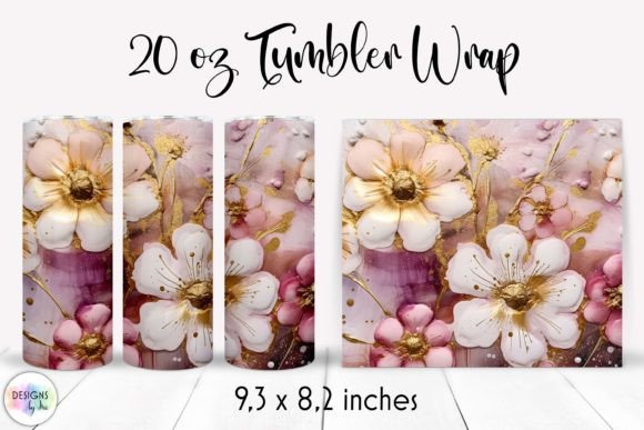 Alcohol Ink Flowers Tumbler Sublimation Graphics
