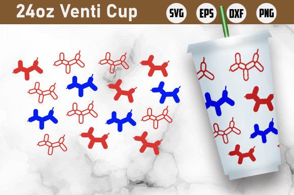 Ballon Dog 4th July Venti Cup Graphics