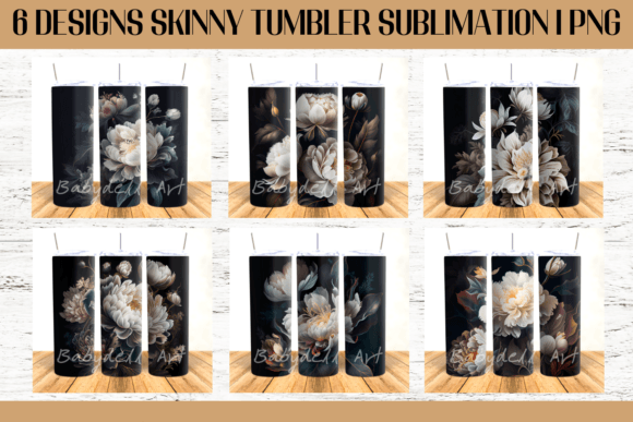 Black Flower Tumbler Sublimation Design: Graphics for Crafts
