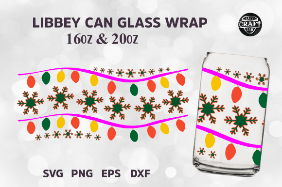 Christmas Libbey Can Glass SVG 16oz Wrap Graphics