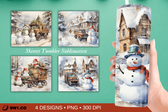 Christmas Snowman Tumbler Sublimation: Graphics for Crafts