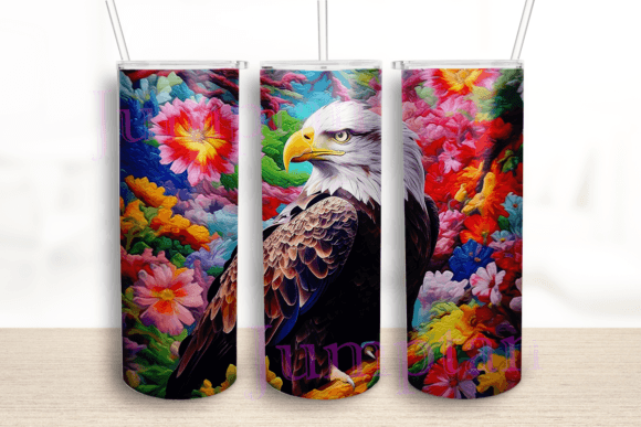 Colorful Eagle Flowers Graphics for Crafts