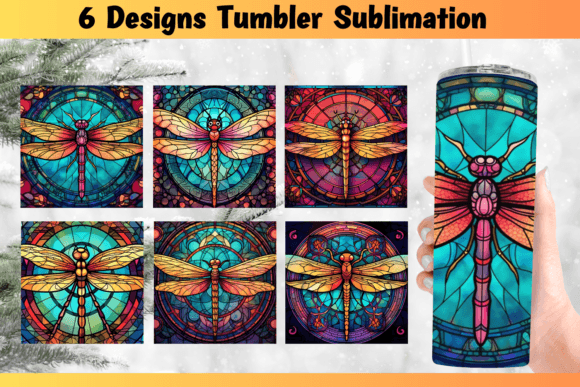 Dragonfile Stained Glass Tumbler Wrap: Graphics for Crafts