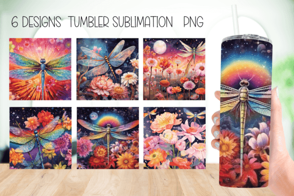 Dragonfiles Tumbler Sublimation Design: Graphics for Crafts