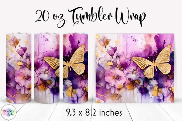 Elegant Purple Flowers Tumbler Wraps Graphics