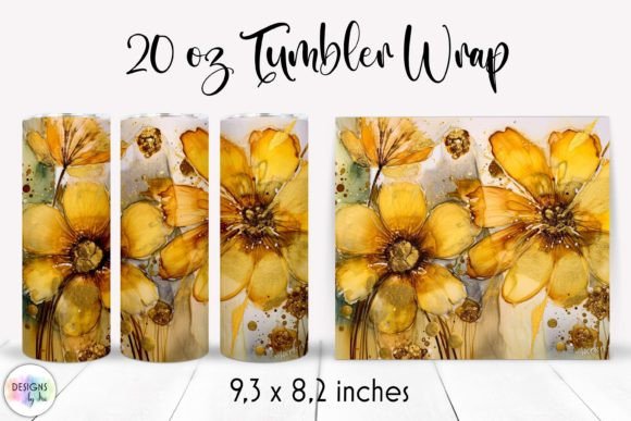 Elegant Yellow Flowers Tumbler Wrap Graphics