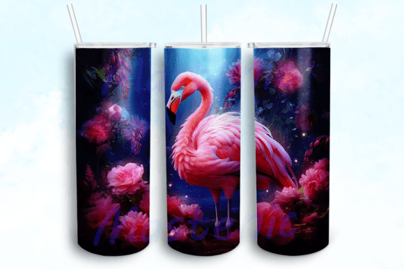 Flamingo with Pink Flowers Tumbler