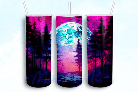 Forest Landscape with Tree Tumbler: Graphics for Crafts & Branding