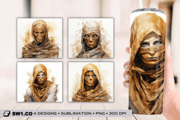 Halloween Mummy Tumbler Sublimation Wrap: Graphics for Crafts