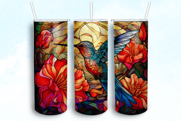 Hummingbird with Flowers 20oz Tumbler: Graphics for Crafts & Content