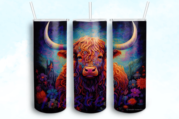 Iridescent Highland Cow Tumbler: Graphics for Crafts & Content