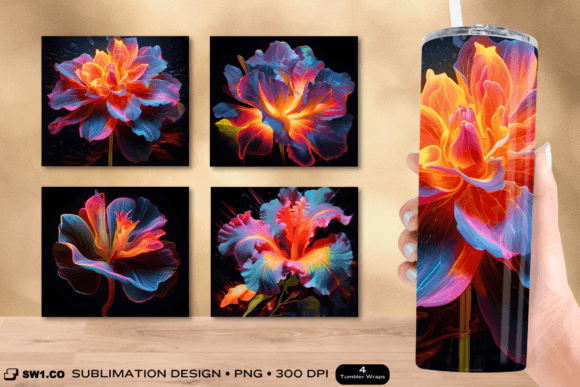 Neon Flower 20oz Tumbler Wrap