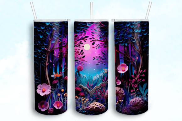 Night Time Forest Fireflies Tumbler: Graphics for Crafts & Branding