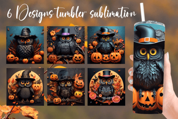 Owl Halloween Tumbler Sublimation Design: Graphics for Crafts