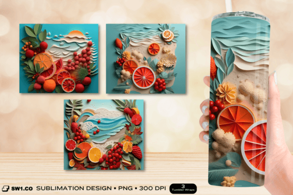 Paper Art Sea Tumbler Wrap Sublimation: Graphics for Coastal Crafts