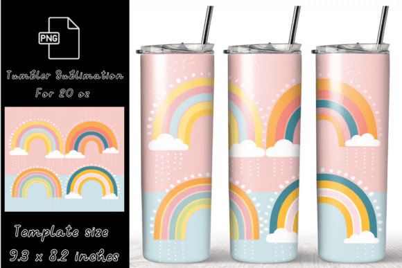 Pastel Rainbows 20 Oz Tumbler Wrap Graphics