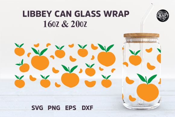 Peaches Libbey Can Glass SVG Full Wrap: Graphics for Tumbler Wraps