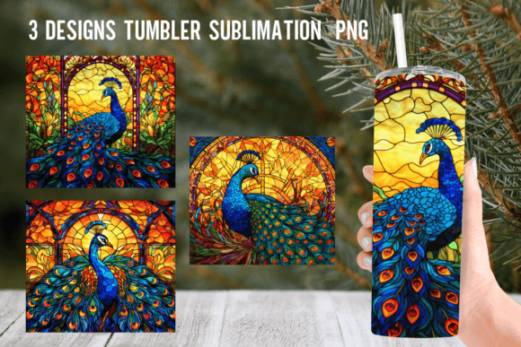 Peacock Stained Glass Tumbler Wrap: Graphics for Crafts