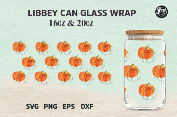 Pumpkins Libbey Can Glass Full Wrap SVG: Graphics for Tumbler Wraps