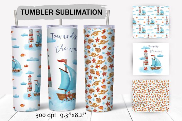 Sailboat Lighthouse Tumbler Wraps: Graphics for Crafts & Local Branding