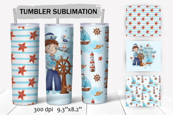 Sailor Boy N1 Sublimation Tumbler Wraps: Graphics for Crafts-Driven Branding