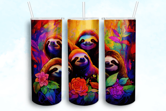 Sloth Tumbler Sublimation Design: Graphics for Crafts & Branding