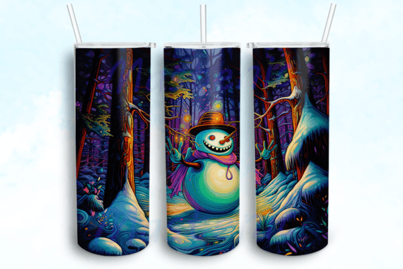 Snowman in a Dark Forest Tumbler Graphics
