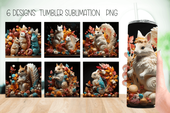 Squirrel Tumbler Wrap Sublimation Design: Graphics for Crafts-Driven Branding