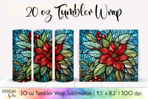Stained Glass Poinsettia Flower Tumbler Graphics