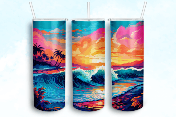 Sunrise Beach Scene Tumbler Graphics for Crafts