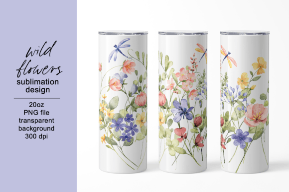 Tumbler Design, Flowers, Dragonflies: Graphics for Crafts