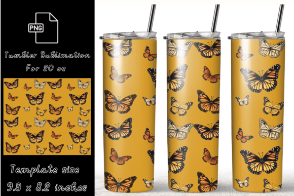 Vintage Butterfly Tumbler Wrap: Graphics & Graphic Templates