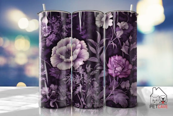Vintage Purple Flower Tumbler 2: Graphics for Crafts & Brand Warmth