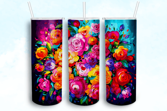 Wild Roses 20oz Skinny Tumbler PNG: Graphics for Crafts & Branding
