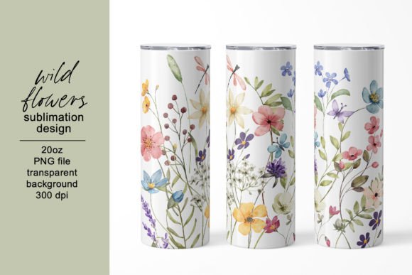 Wildflowers Tumbler Sublimation Design: Graphics for Crafts