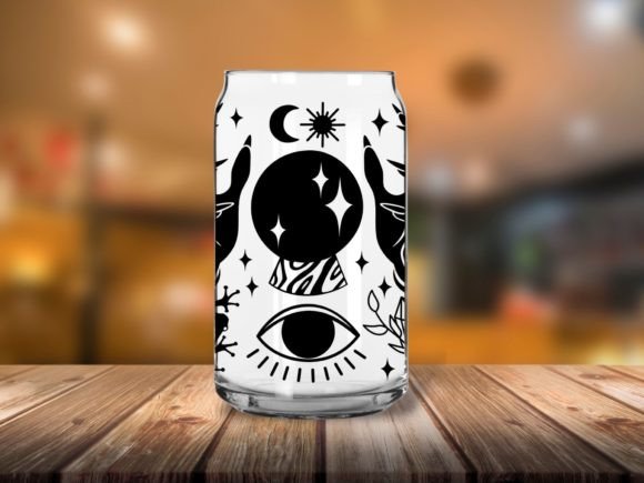 Witchy Glass Cup Wrap: Graphics & Print Templates